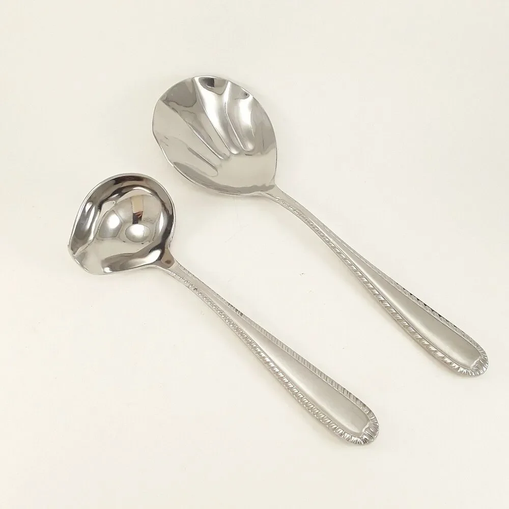 Gravy Ladle & Shell Serving Spoon, Savannah- Artisanware, Stainless Steel, scoop